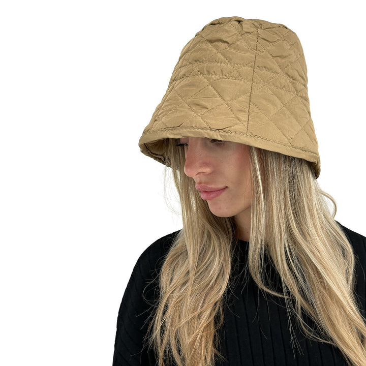 Bassini Cappello Donna, Modello Pescatore, Trapuntato, Taupe