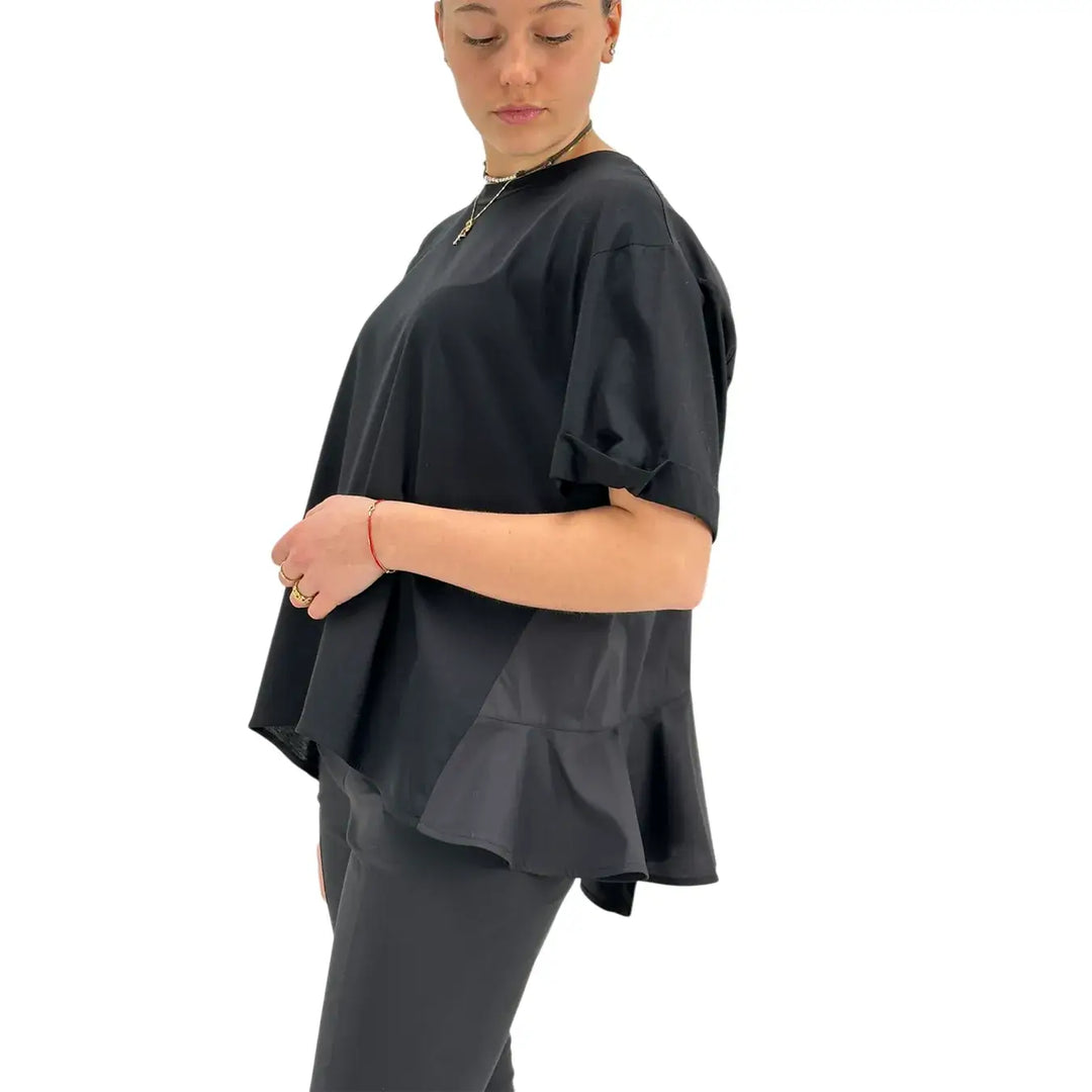 Meimeij, T-Shirt, Donna, Cotone, Nero