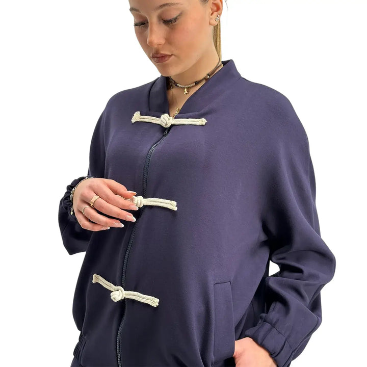 Kontatto, Bomber con Alamari, Donna, Blu