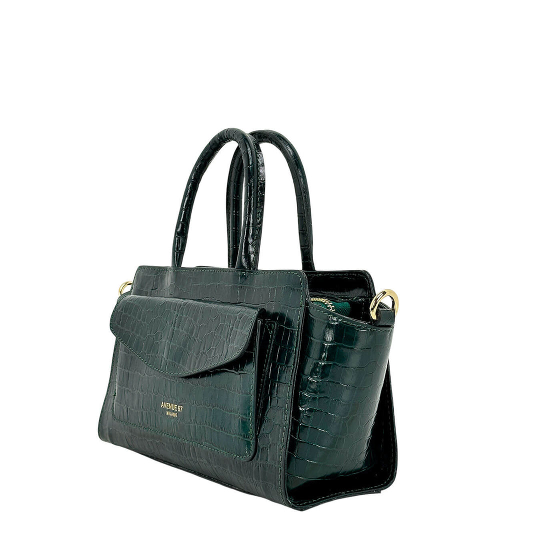 Avenue67 Letizia Women's Bag, Handbag, Crocodile Print Leather, Green