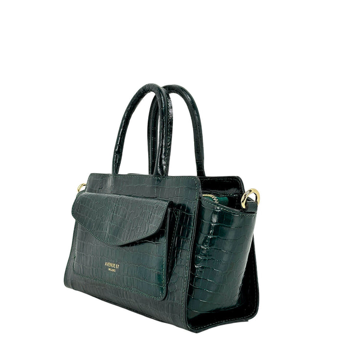 Avenue67 Letizia Borsa Donna, Handbag, Pelle Stampa Cocco, Verde