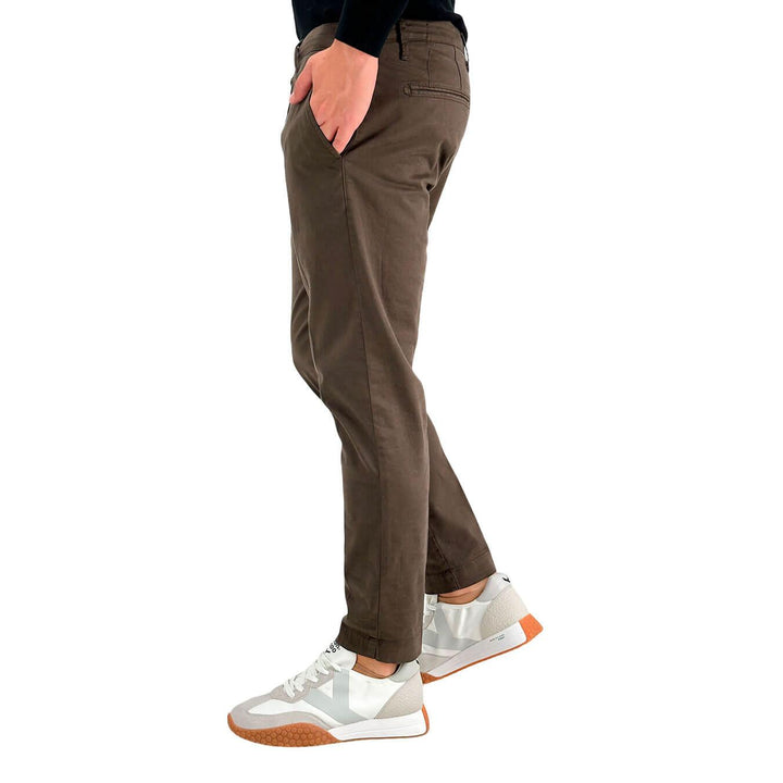 Moro Pantaloni Chino, Uomo, Regular Fit, Cotone, Marrone