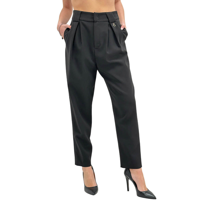 Relish Setmu Pantaloni Donna, Modello Capri, Vita Alta, Nero