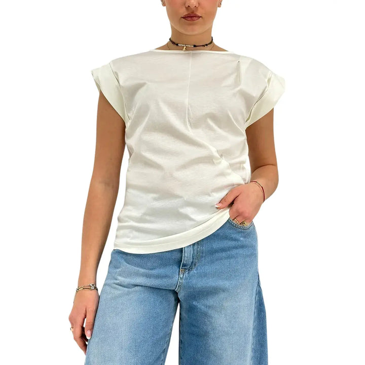 Ottod'Ame, T-Shirt, Donna, Cotone Modal, Latte