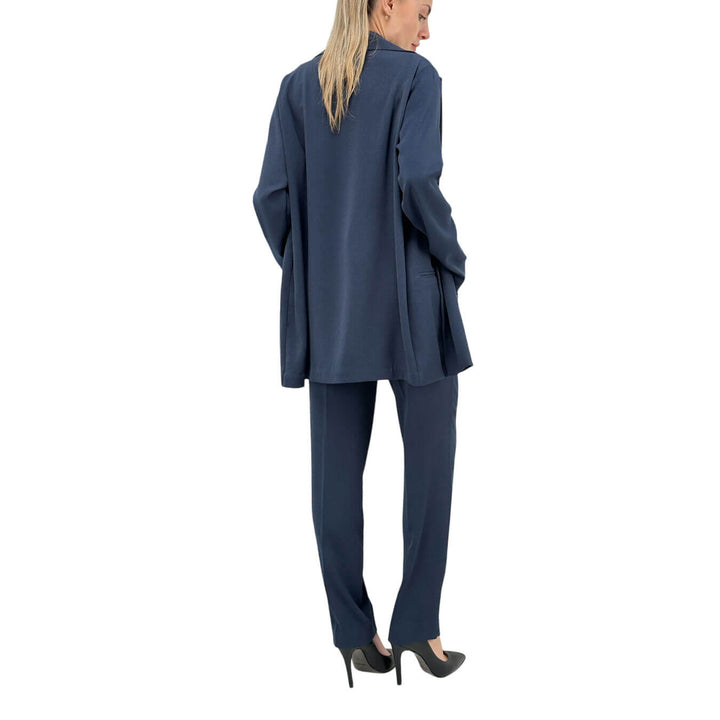 Ottod'Ame giacca Donna, Blazer senza Bottoni, Revers, Blu