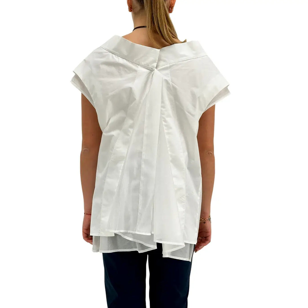 Meimeij, Blusa, Donna, Smanicata, Cotone, Bianco