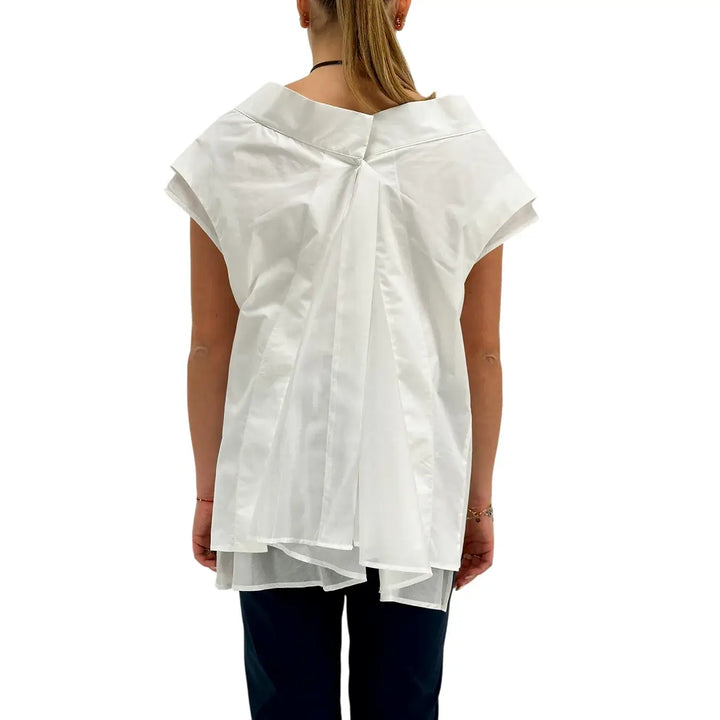 Meimeij, Blusa, Donna, Smanicata, Cotone, Bianco