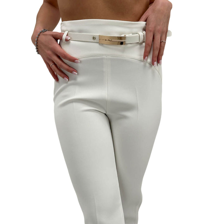 Relish Esplora Pantaloni Donna, Vita Alta, Cinturino, Bianco