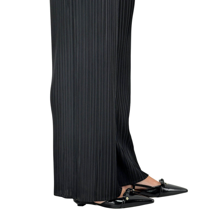 Meimeij Pantaloni Donna, Palazzo, Tessuto Plissé, Nero