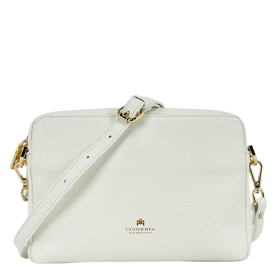 Cuoieria Fiorentina Borsa Donna, Camera Bag, Pelle, Bianco