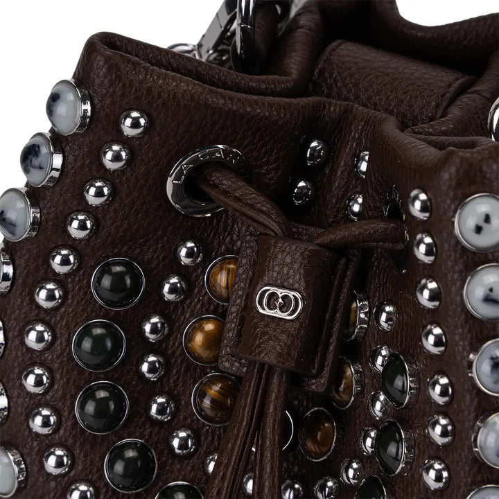 La Carrie, Secchiello, Donna, Ecopelle, Pietre, Marrone