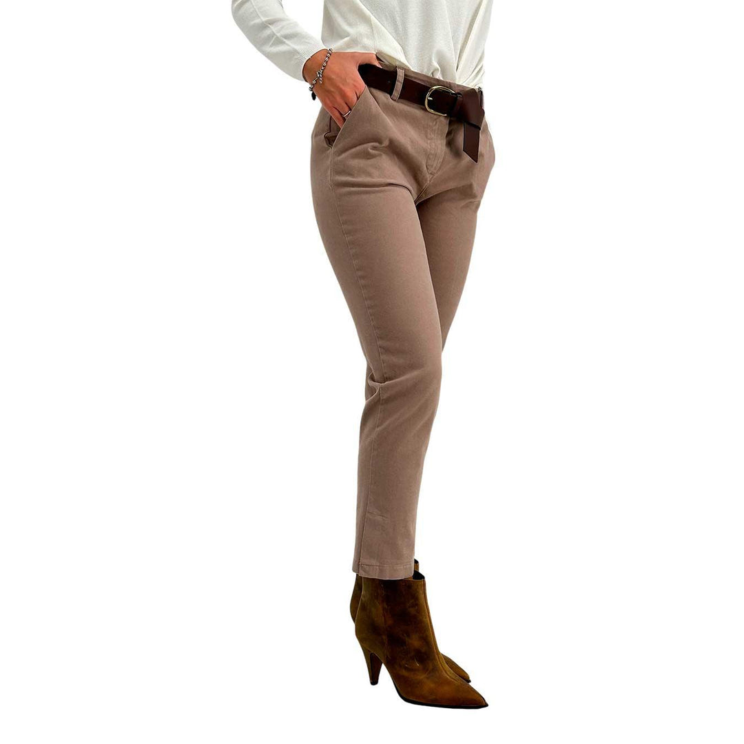 Motel Pantaloni Donna, Modello Cargo, Cotone Elasticizzato, Beige