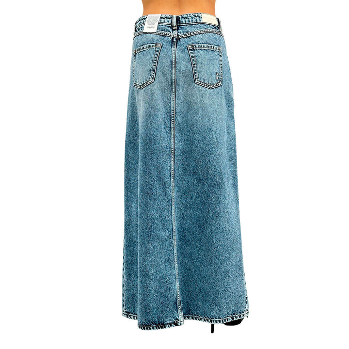 Icon Denim Sandy Skirt Women, Long, Denim, Maxi Front Slit, Blue