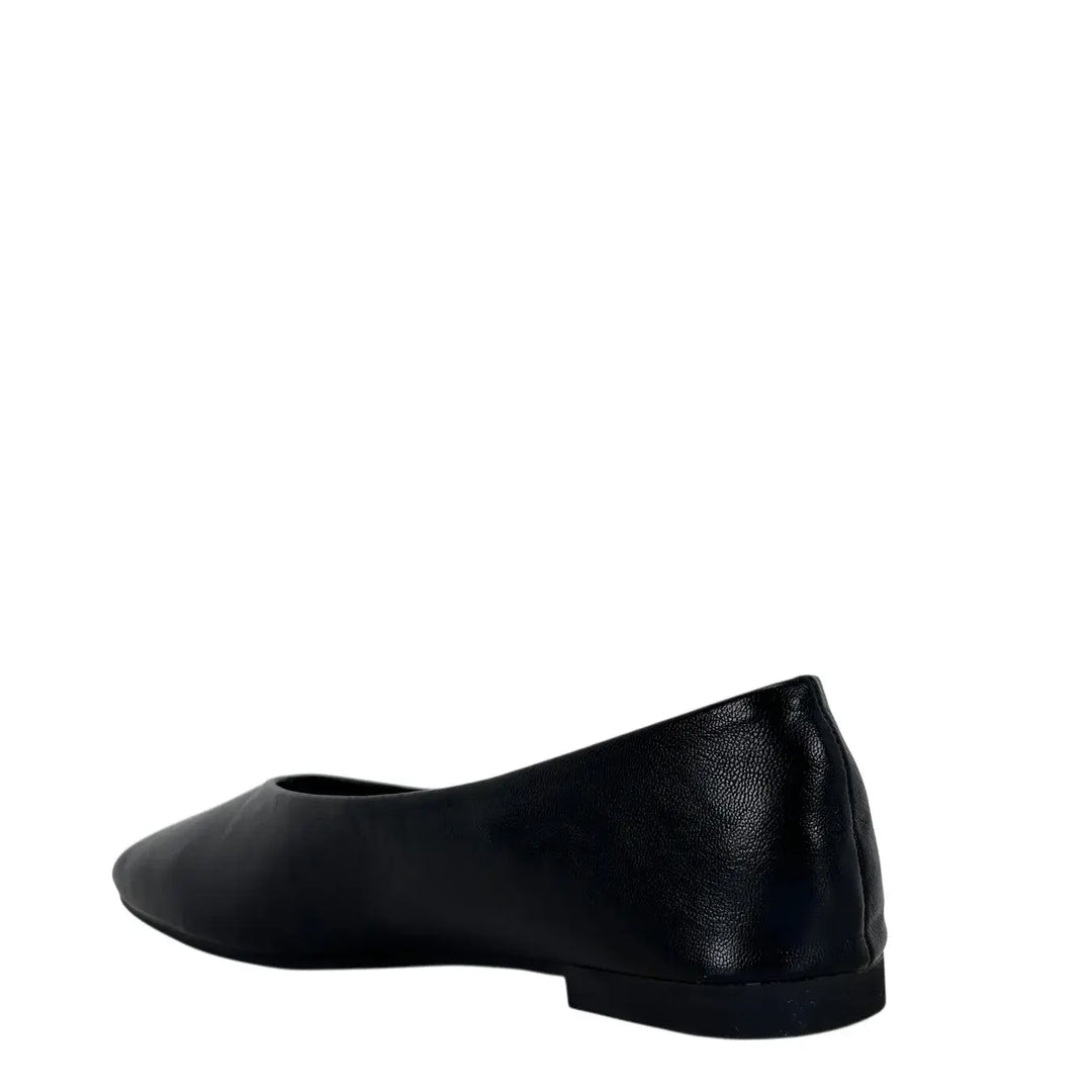 Bassini Ballerine Donna Nere in Morbida Ecopelle con Punta Tonda, Tacco 1 cm e Suola Antiscivolo