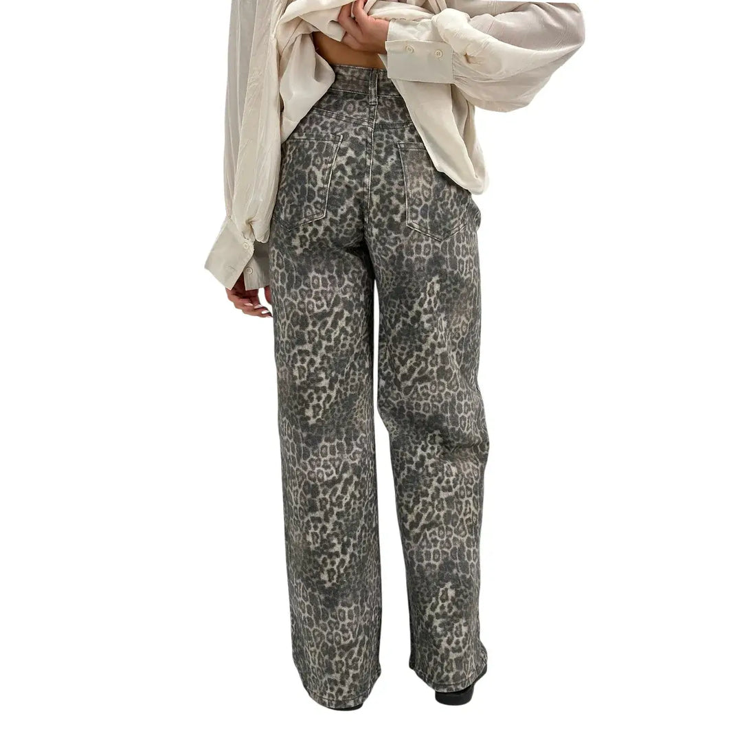 Bassini Jeans Donna Wide Leg Maculato Elasticizzato
