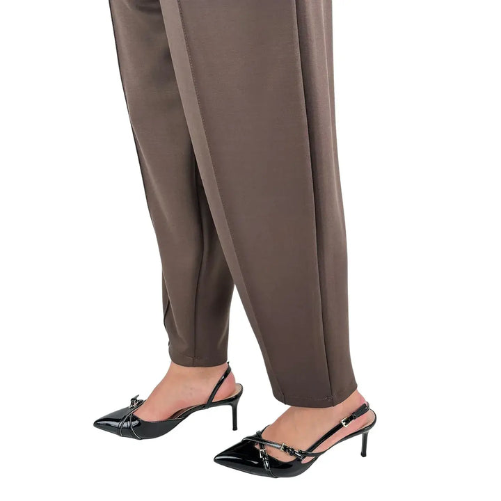 Bassini Pantaloni Donna Cioccolato in Felpa a Sigaretta Over con Coulisse e Tasche Laterali