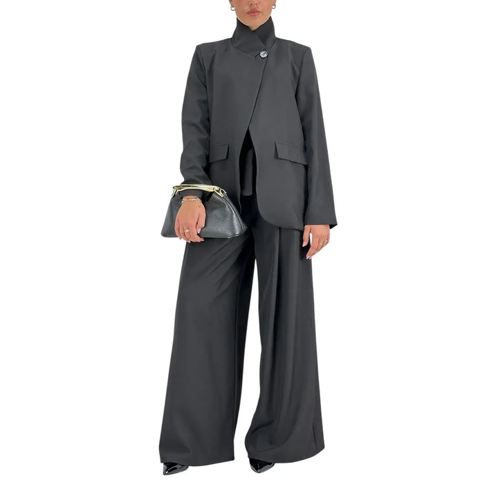Bassini Pantaloni Donna Palazzo Nero Oversize in Tessuto Morbido Effetto Raso con Cintura a Fiocco