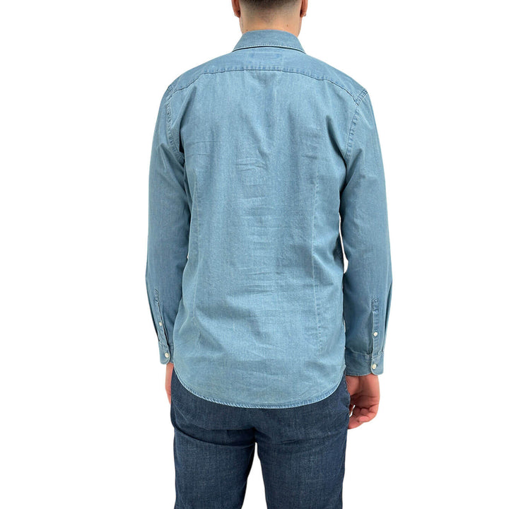 MarKup Camicia Uomo, Basic, Colletto Classico, Denim, Blu