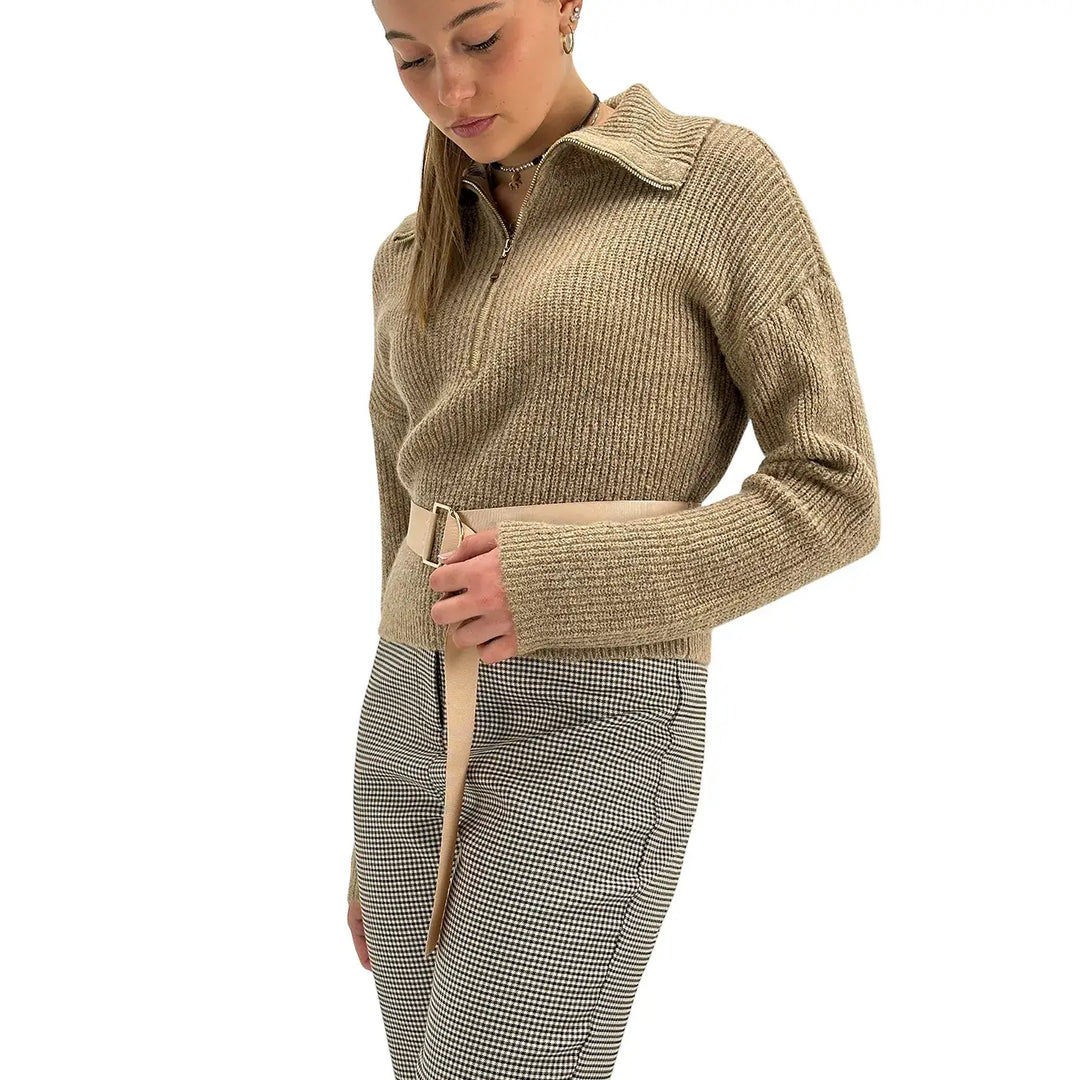 Koralline, Maglia con Cintura, Donna, Tessuto Misto, Sabbia