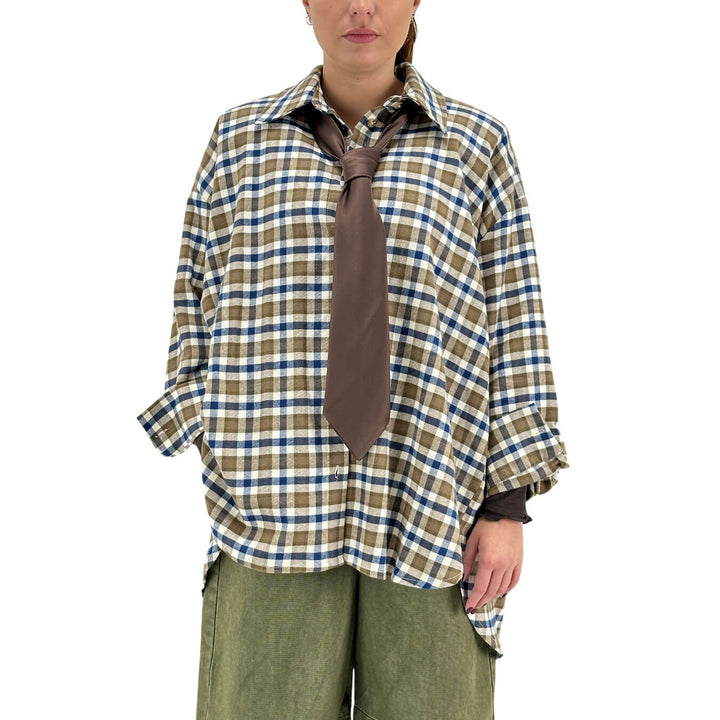 Motel, Camicia Check, Donna, Cotone, Blu