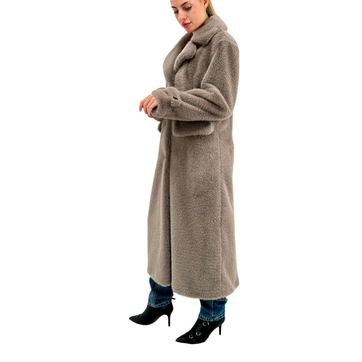 Herno Cappotto Faux Mink Fur Donna, Pelliccia Sintetica, Marrone