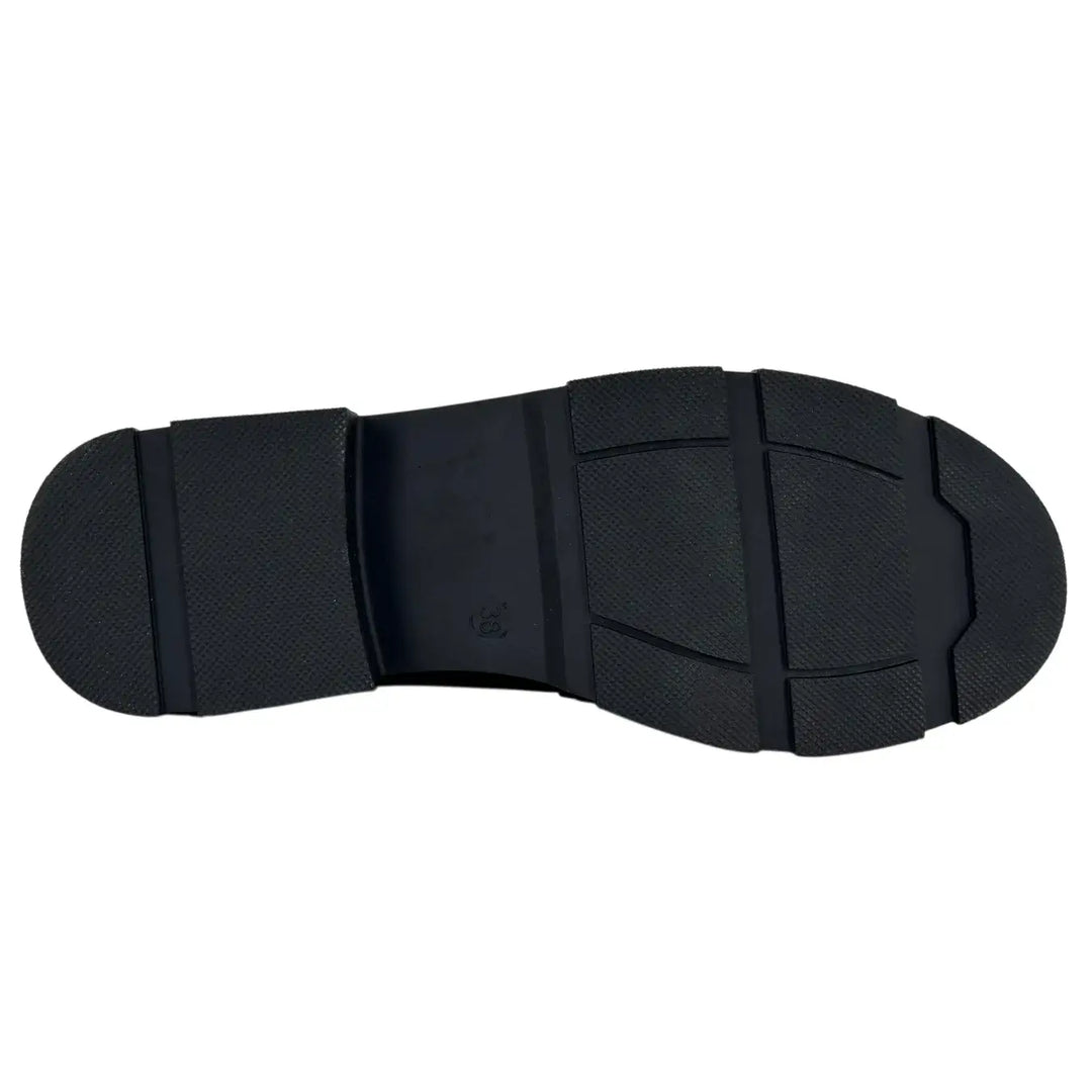 Bassini Mocassini Donna Neri in Ecopelle con Tacco 3,5 cm, Suola Antiscivolo e Accessorio Oro