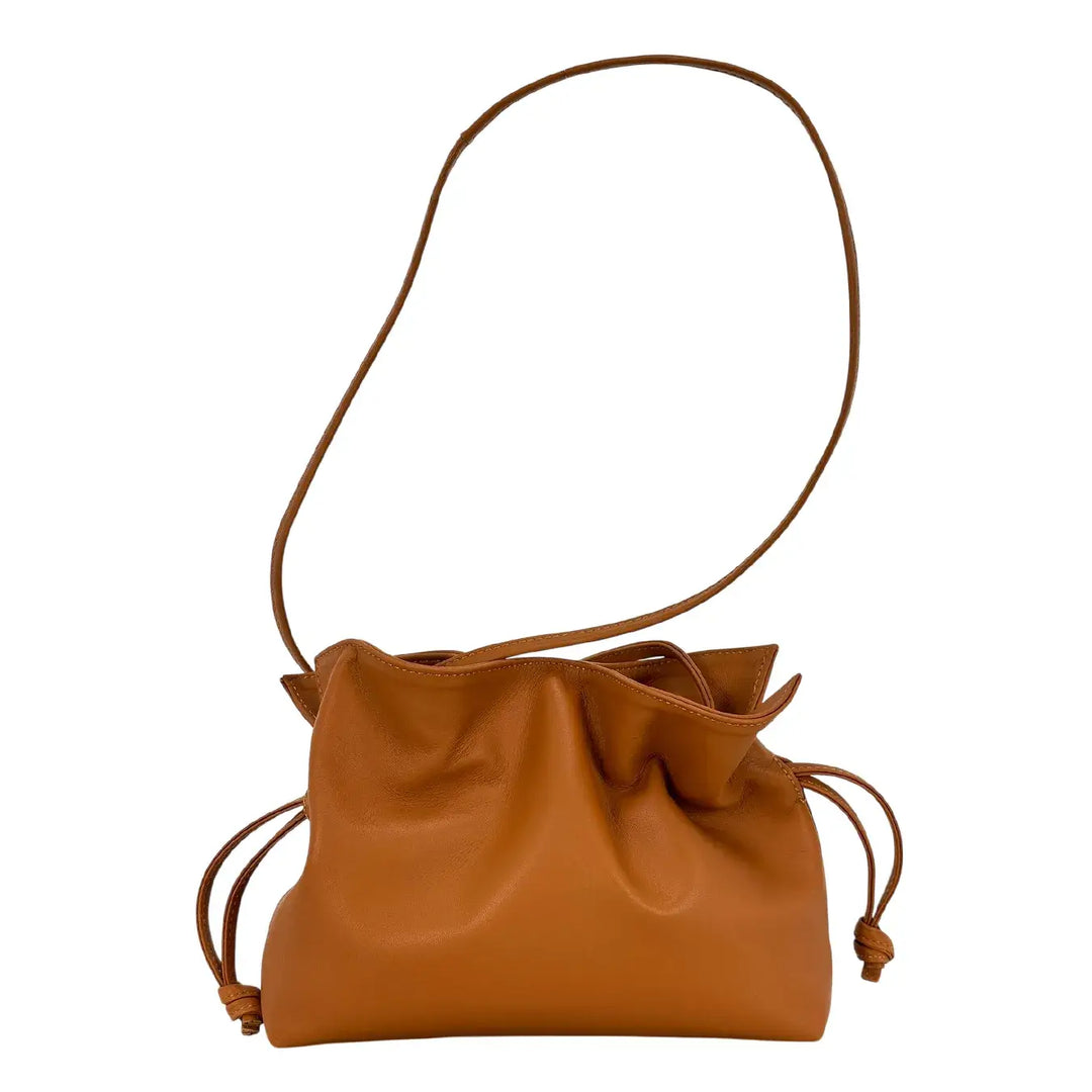 Bassini Borsa Donna Pasticcino Piccola in Nappa Terra di Siena con Chiusura Magnetica e Tracolla in Pelle