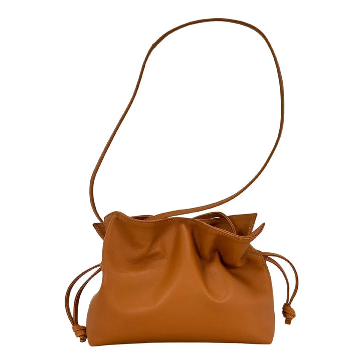 Bassini Borsa Donna Pasticcino Piccola in Nappa Terra di Siena con Chiusura Magnetica e Tracolla in Pelle