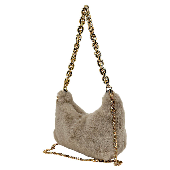 Bassini Borsa Donna, Shoulder Bag Medium, Ecopelliccia, Beige