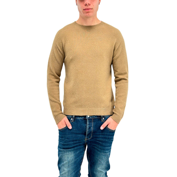 Imperial Men's Sweater, Crew Neck, Long Sleeve, Mixed Fabric, Beige