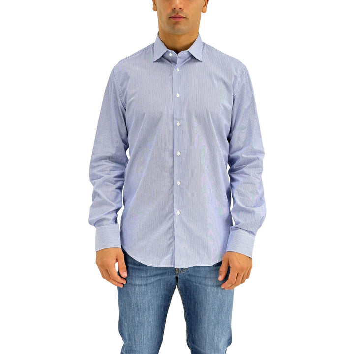 BL.11, Camicia a righe, Uomo, Cotone, Blu