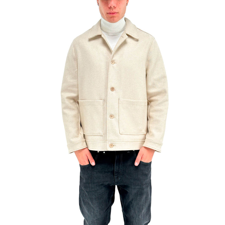 I'm Brian Men's Jacket, Single Breasted, Side Pockets, Ivory