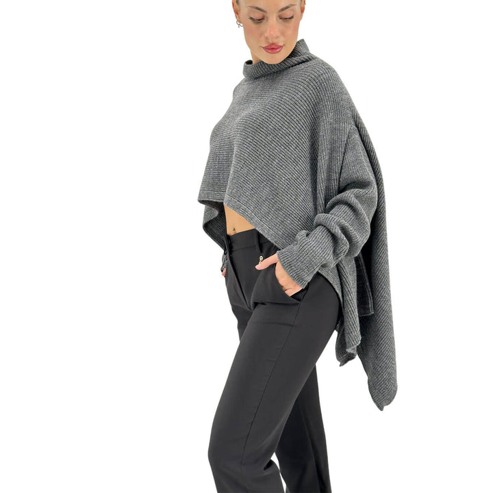 Relish, Maglia, Donna, Taso, Collo Alto, Acrilico, Grigio