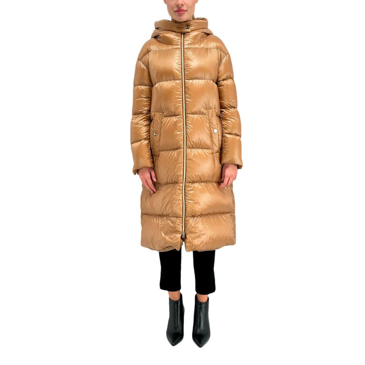 Herno Parka Donna, Trapuntata, Lunga, Nylon Ultralight, Cammello, lungo fino ginocchio