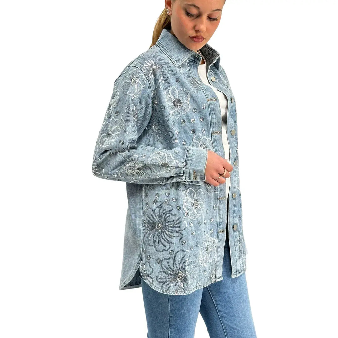 Bassini, Giubbotto Jeans, Donna, Cotone, Blu