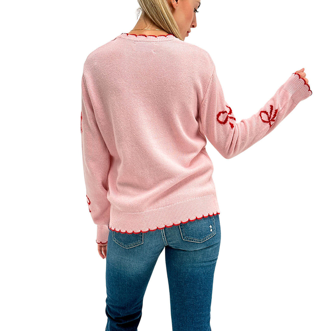 Mc2 Saint Barth New Queen Women's Sweater, Bows, Wool, Pink