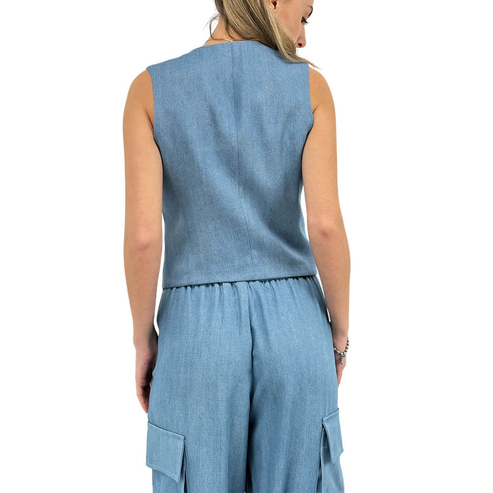 Kontatto Gilet Donna, Monopetto, Lycra, Azzurro