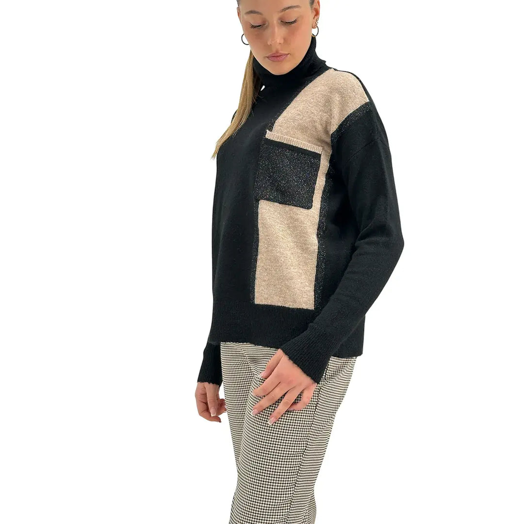 Markup, Maglia Collo Alto, Donna, Tessuto Misto, Nero