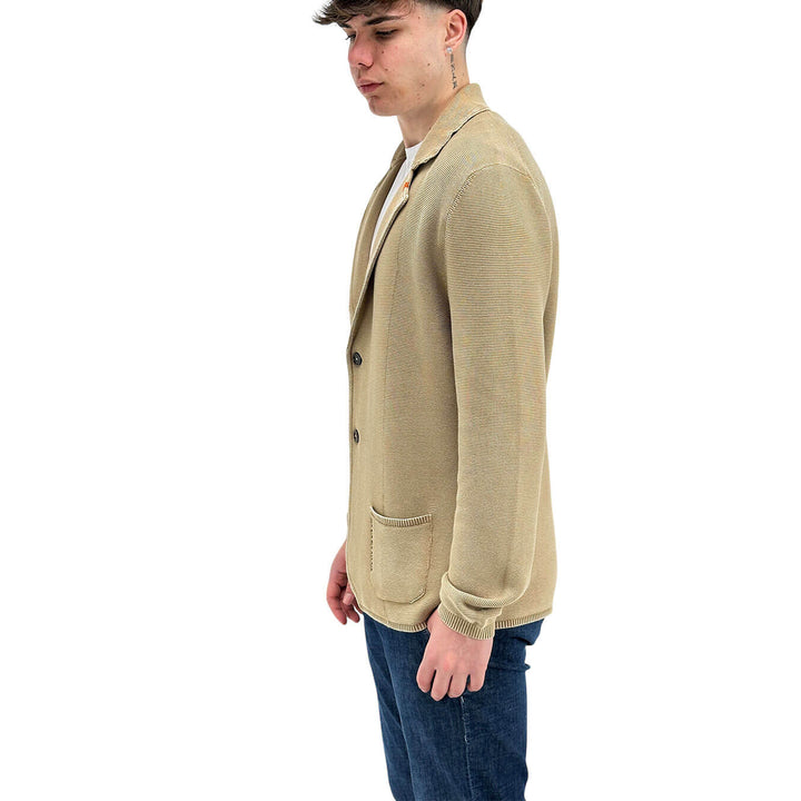 MarKup Giacca Uomo, Monopetto, Revers, Cotone, Beige