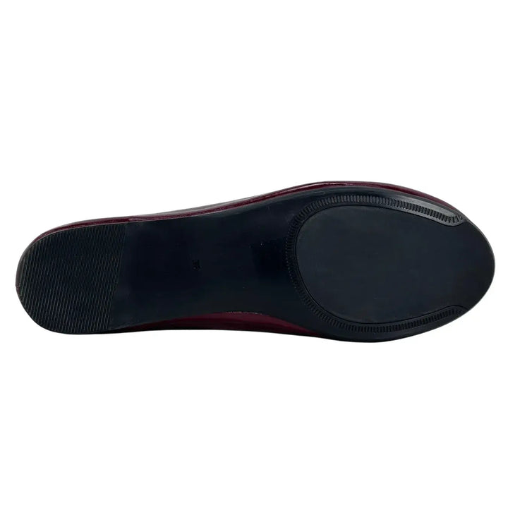 Bassini Ballerine Donna Vino in Ecopelle Effetto Used con Punta Tonda e Accessorio Oro