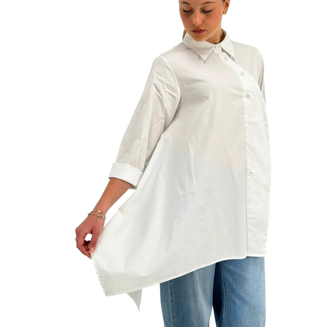 Bassini, Blusa, Donna, Maniche 3/4, Cotone, Bianco