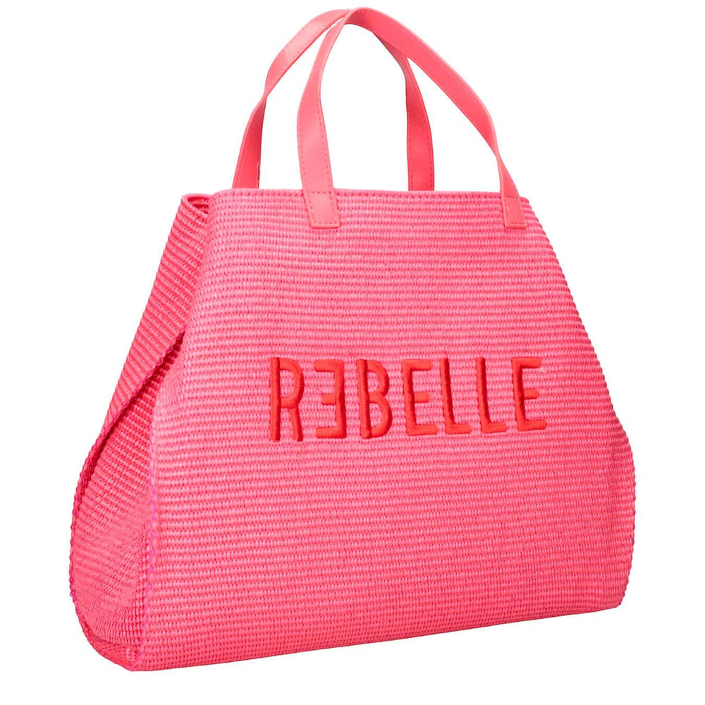 Rebelle Borsa Ashanti Donna, Shopping Bag, Tracolla, Paglia, Rosa, 36x30x16, bassiniboutique.it
