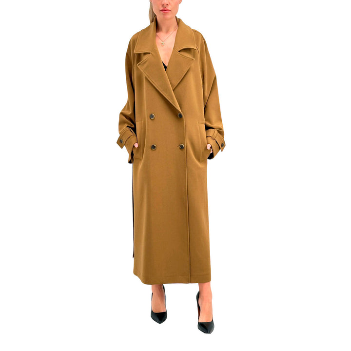 Ottod'Ame Trench Donna, Doppiopetto con Fusciacca, Marrone