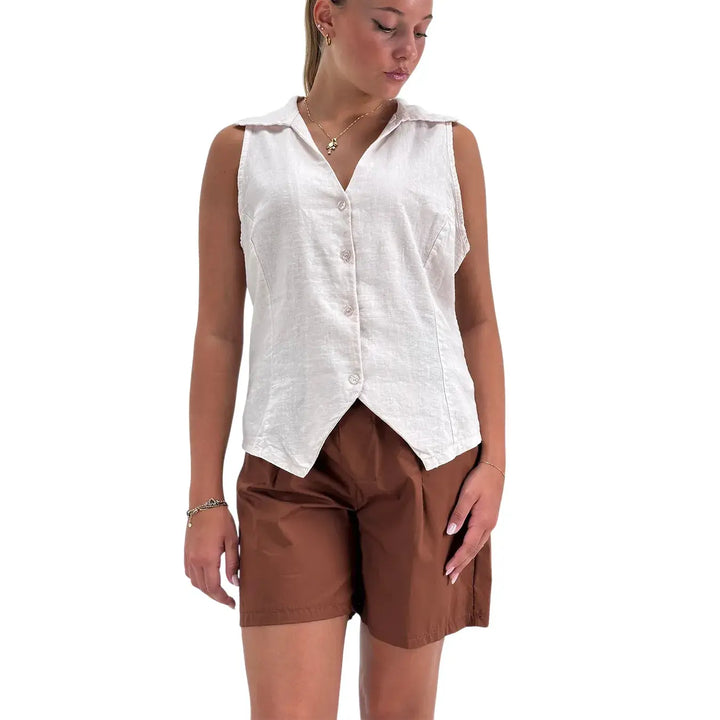 Bassini Camicia Donna Rosa in Mistolino Smanicata con Colletto