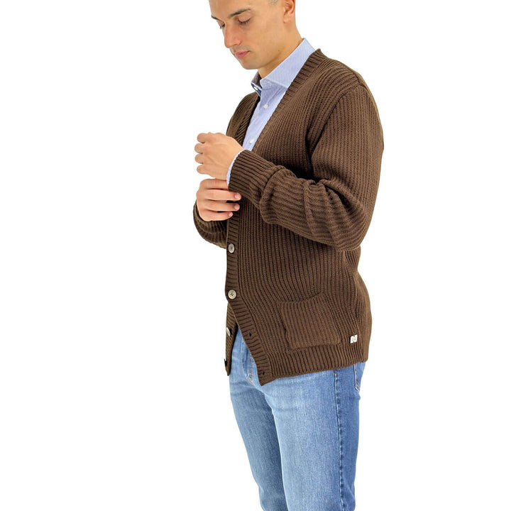 BL.11, Cardigan, Uomo, Acrilico, Marrone