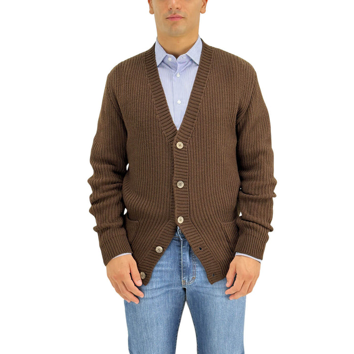 BL.11, Cardigan, Uomo, Acrilico, Marrone