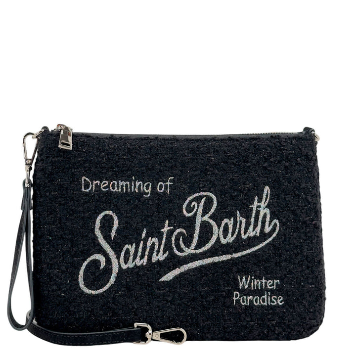 Mc2 Saint Barth Borsa Donna, Pouch a Tracolla Parisienne, Tweed, Nero