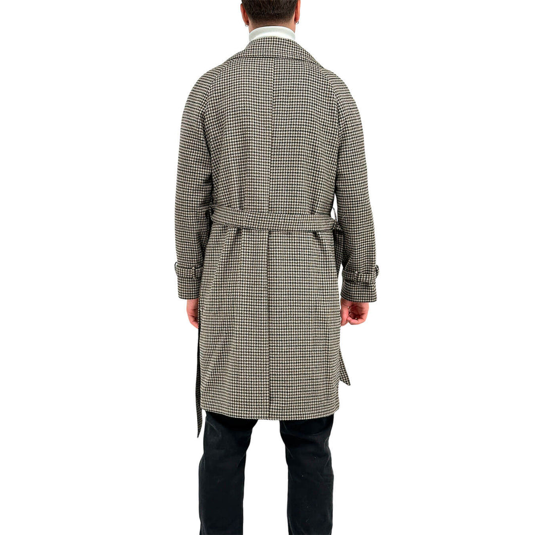 MarKup Cappotto Uomo, Doppiopetto, Pied de Poule, Marrone