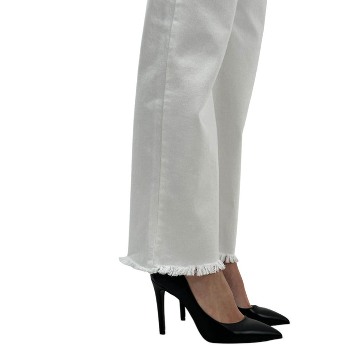 Relish Vicl_F Pantaloni Donna, Fondo Sfrangiato, Cotone, Bianco