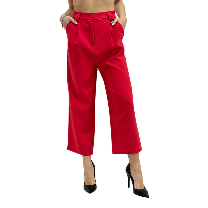 Relish Inkos Pantaloni Donna, Modello Capri, Vita Alta, Rosso